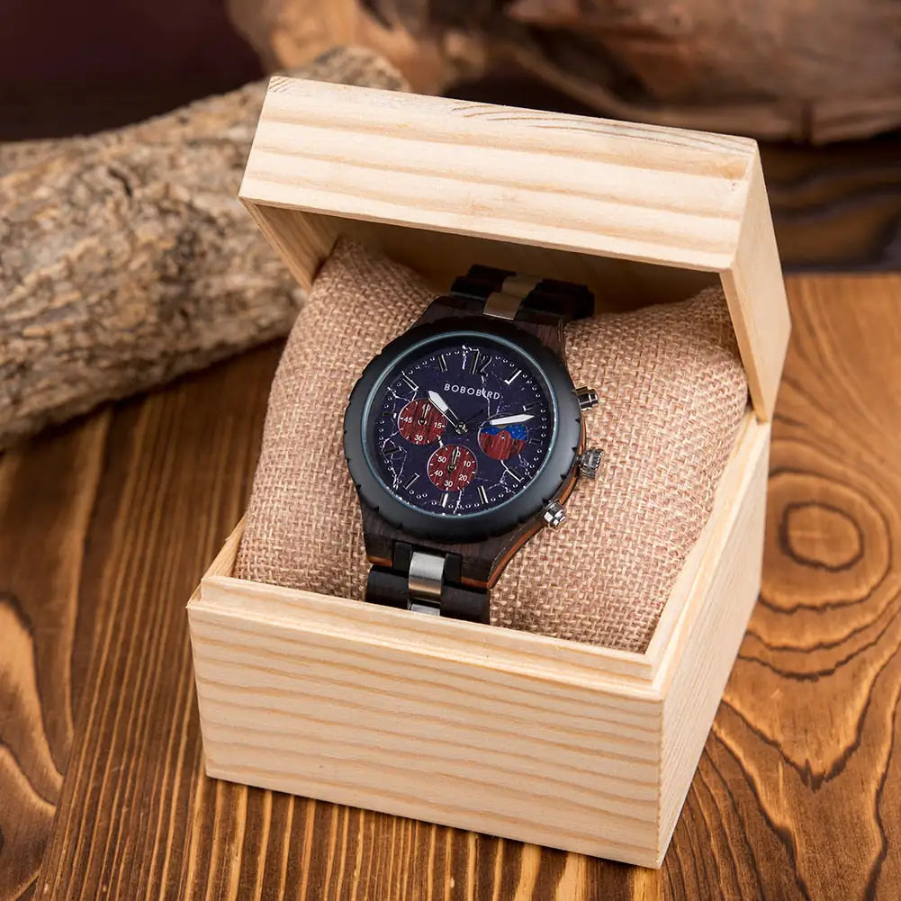 Luxury Men's Wooden Chronograph Watch
