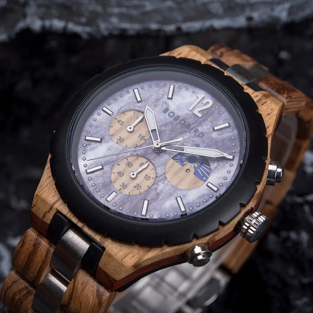 Luxury Men's Wooden Chronograph Watch