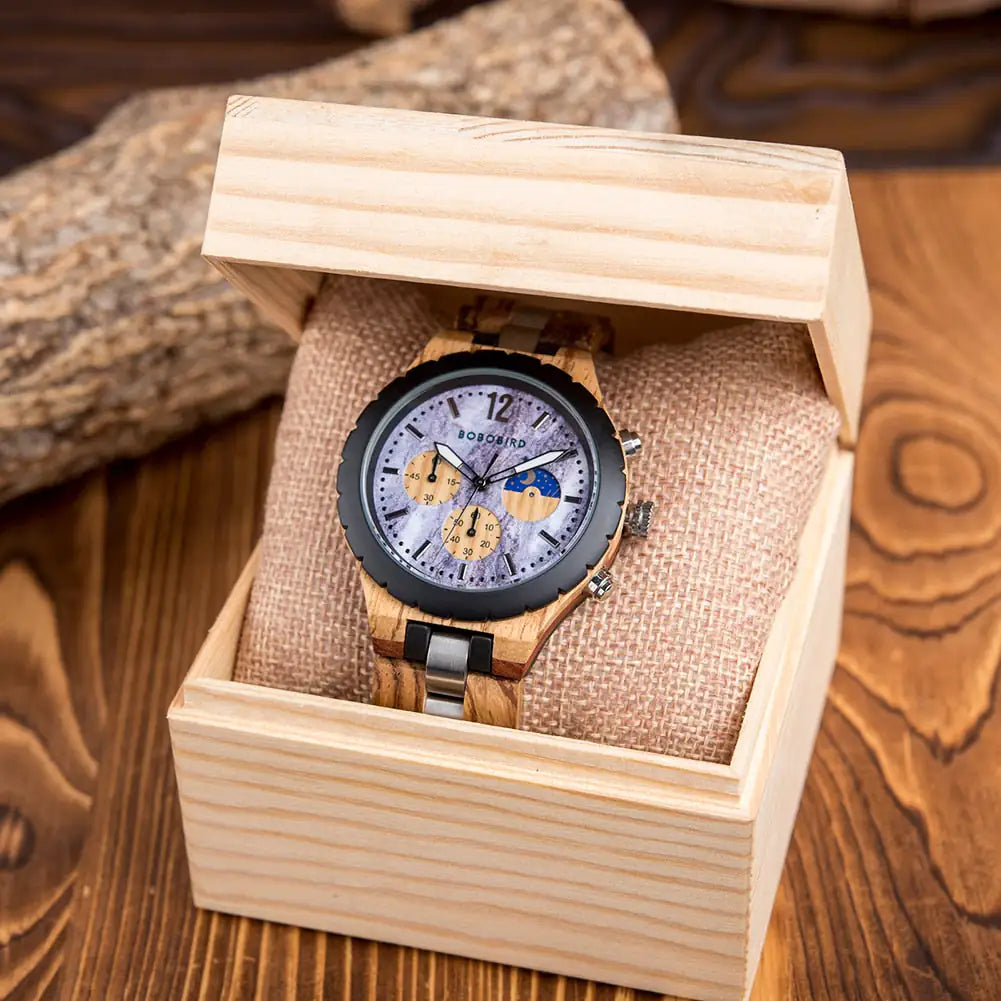 Luxury Men's Wooden Chronograph Watch