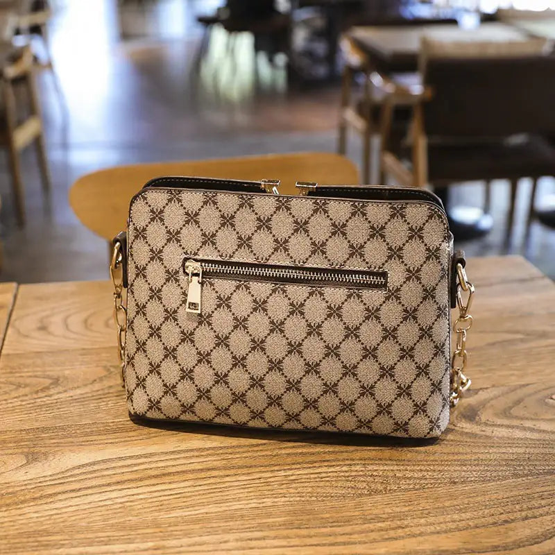 Women's Luxury Plaid PU Leather Crossbody Bag with Chain Strap